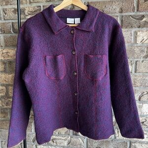 Cherokee Plus Wool Jacket 22W 24W Purple Tweed Button Front Shacket Coat